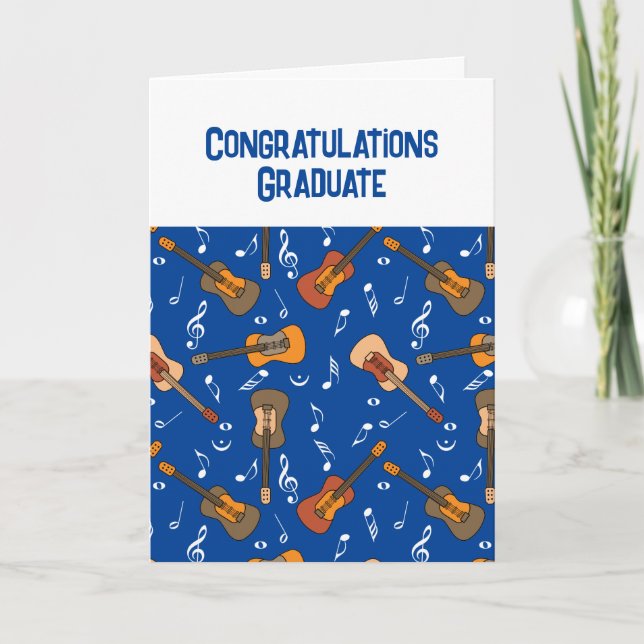 Guitar Music Notes Pattern Graduation Card (Front)