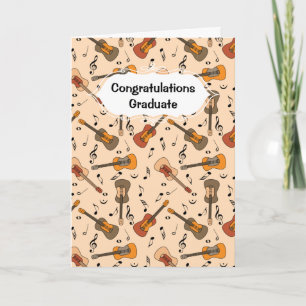 Guitar Music Notes Pattern Graduation Card