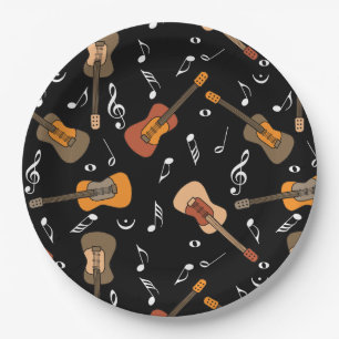 Guitar Music Notes Pattern Paper Plate