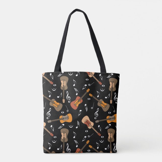 Guitar Music Notes Pattern Tote Bag (Back)