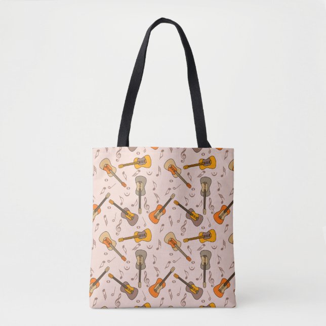 Guitar Music Notes Pattern Tote Bag (Front)