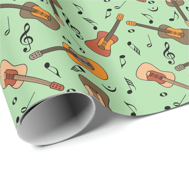 Guitar Music Notes Pattern Wrapping Paper (Roll Corner)