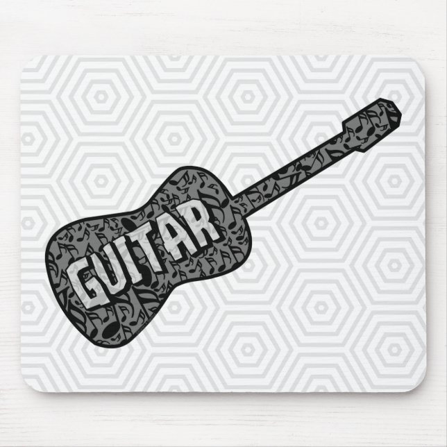 Guitar Music Notes Text Mouse Mat (Front)