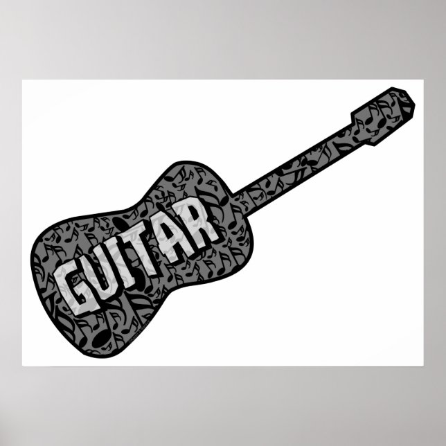 Guitar Music Notes Text Poster (Front)