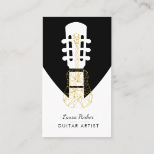 Guitar Music Player Artist DJ Geometric Black Business Card