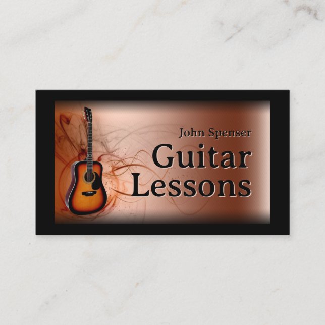 Guitar Music Teacher Brown Business Card (Front)
