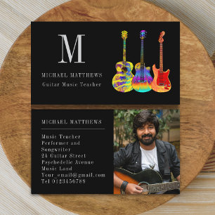 Guitar Music Teacher Custom Photo Business Card