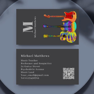 Guitar Music Teacher Custom QR Code Business Card