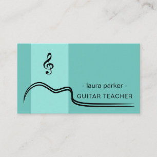Guitar Music Teacher Lessons Acoustic Minimal Business Card