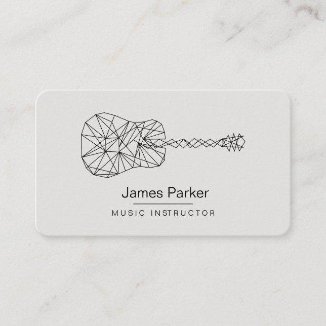 Guitar Music Teacher Logo Minimal Musician Business Card (Front)