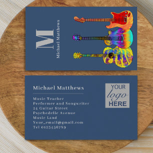 Guitar Music Teacher Logo Template Custom Business Card