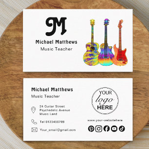 Guitar Music Teacher Musician Logo Social Media Business Card