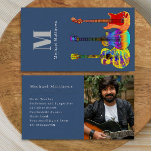 Guitar Music Teacher Musician Photo Business Card