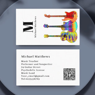 Guitar Music Teacher Musician QR Code Business Card