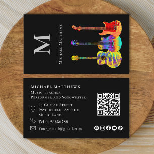 Guitar Music Teacher Musician QR Code Social Media Business Card