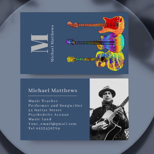 Guitar Music Teacher Professional Musician Photo Business Card
