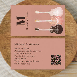 Guitar Music Teacher Professional Musician QR Code Business Card