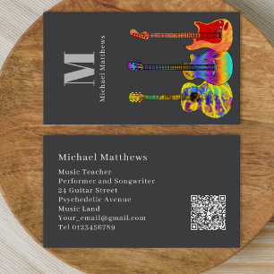 Guitar Music Teacher Professional Musician QR Code Business Card