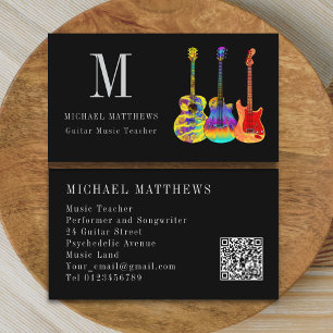 Guitar Music Teacher Professional Musician QR Code Business Card