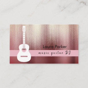 Guitar Music Teacher Rose Gold DJ Player Business Card