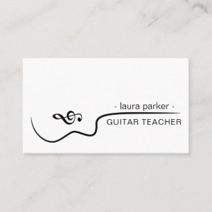 Guitar Music Teacher with acoustic musician Business Card
