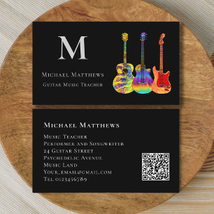 Guitar Music Teaches Custom QR Code Business Card