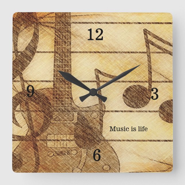 Guitar Music Theme Wall Clock (Front)