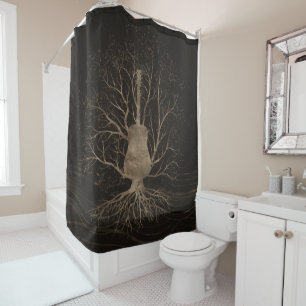 Guitar Music Tree - Gold and Browns Shower Curtain