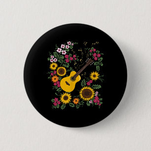 Guitar Music Ukraine Sunflower Floral Ukrainian Vy 6 Cm Round Badge