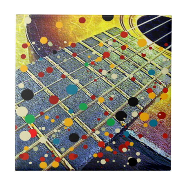Guitar music vintage colourful tile (Front)