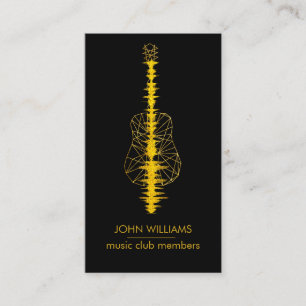 Guitar Music World Teacher Player  Black Gold Faux Business Card