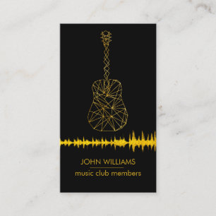 Guitar Music World Teacher Player Black Gold Faux Business Card