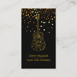 Guitar Music World Teacher Player  Black Gold Faux Business Card