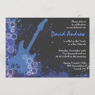 Guitar Musical Bar Bat Mitzvah Invitation Party