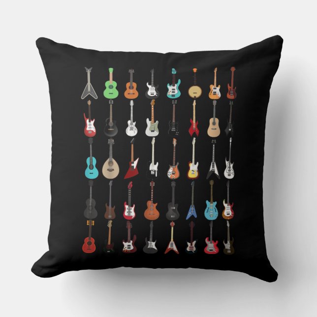 Guitar Musical Instrument Rock and Roll Cushion (Front)
