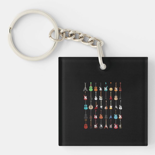 Guitar Musical Instrument Rock and Roll Key Ring (Front)