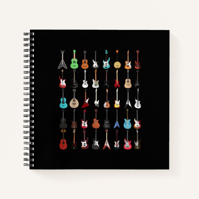 Guitar Musical Instrument Rock and Roll Notebook (Front)