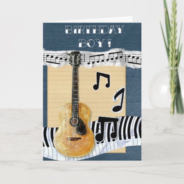Guitar Musician Birthday Boy Card (Front)