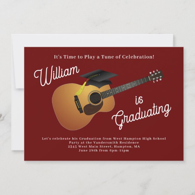 Guitar Musician Graduation Party Music Invitation (Front)