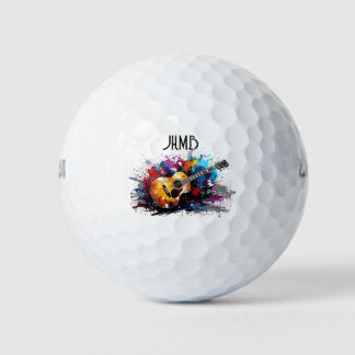 Guitar Musician logo Monogram Art Golf Balls