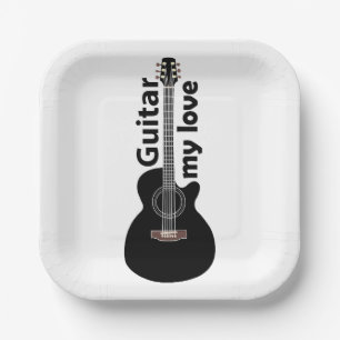 Guitar My Love Guitar Musical Party Paper Plate