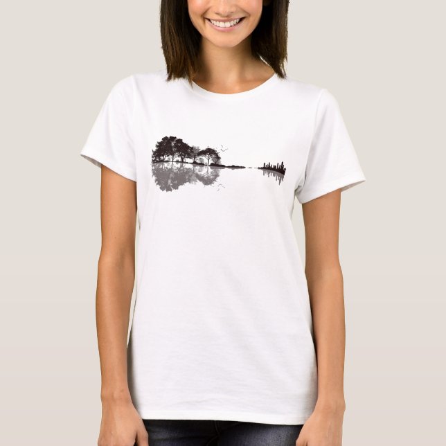 Guitar nature trees birds T-Shirt (Front)