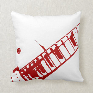 guitar neck stamp white and red instrument cushion