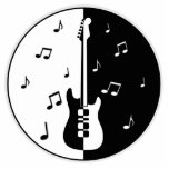Guitar Night Standing Photo Sculpture<br><div class="desc">Black and white design of an electric guitar with music notes. Use customise button to personalise.</div>