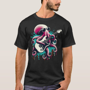 Guitar Octopus Novelty Rock Music Band Concert Fun T-Shirt