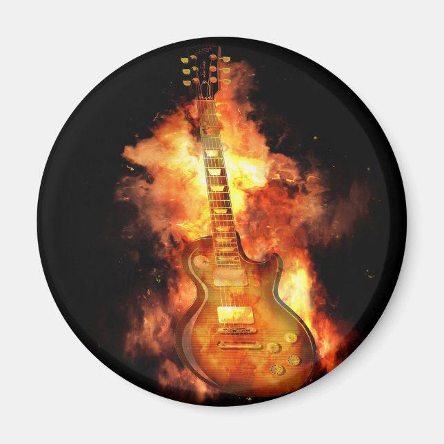 Guitar on fire magnet (Front)