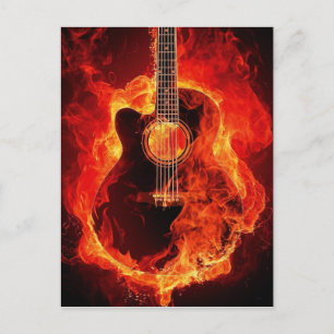 Guitar on Fire Postcard
