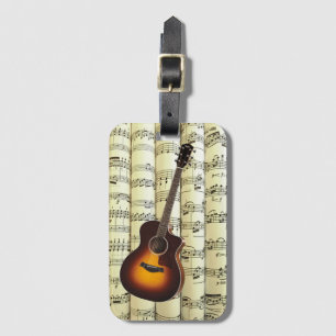 Guitar On Rolled Sheet Music ~ Luggage Tag