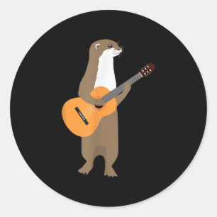 Guitar Otter Animal Kids Guitarist Art Out Classic Round Sticker