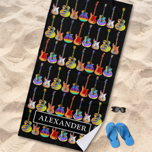 Guitar Pattern Personalised  Beach Towel